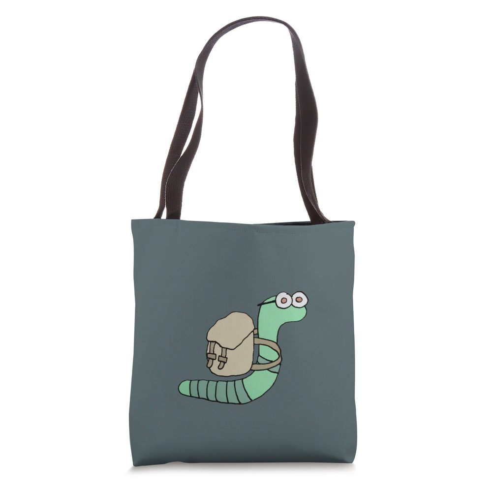 Nerdy Worm with a Backpack Tote Bag💞